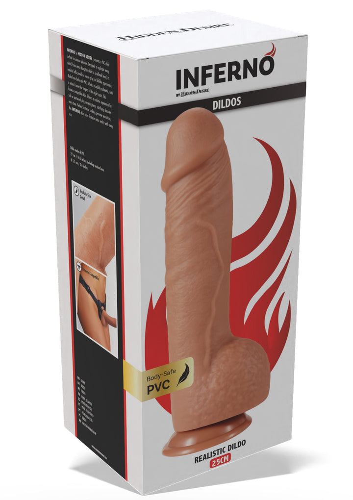 Realistic Dildo PVC 25 cm - Huidskleur - afbeelding 3