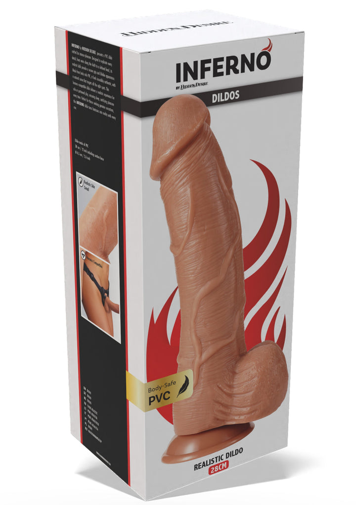 Realistic Dildo PVC 28 cm - Huidskleur - afbeelding 3