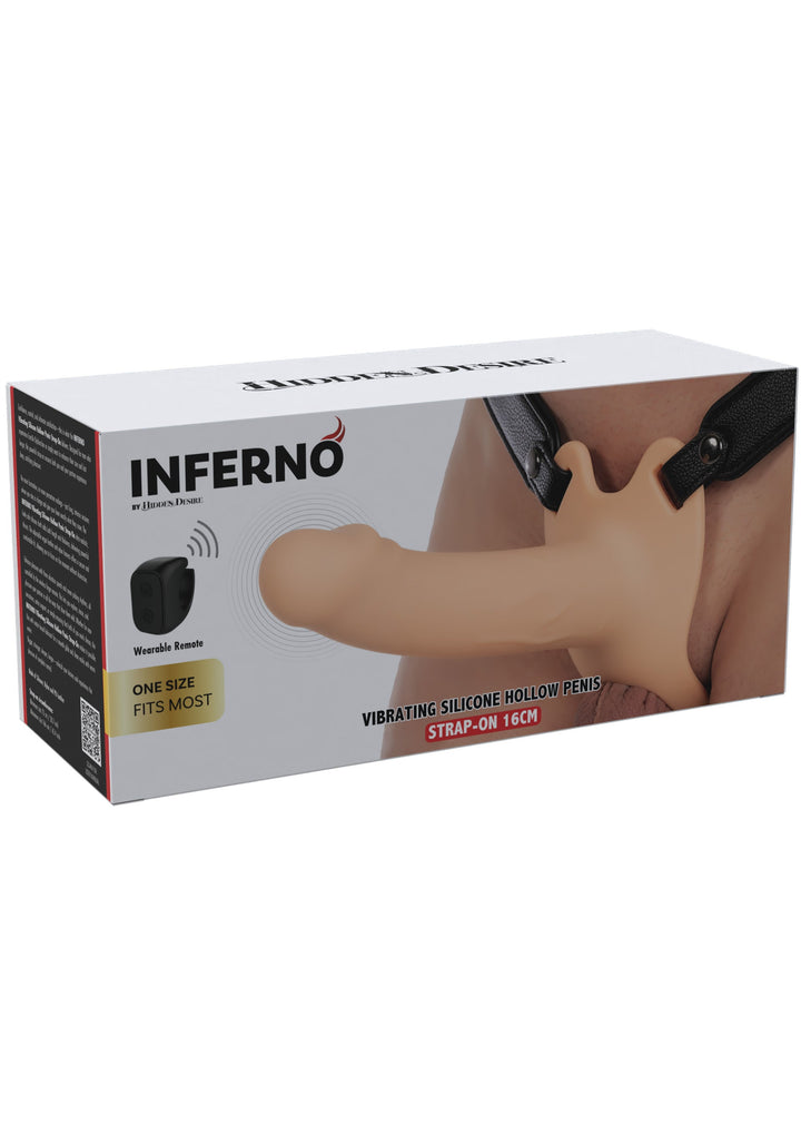 Hollow Penis Strapon Vibrating 16cm - Huidskleur - afbeelding 2