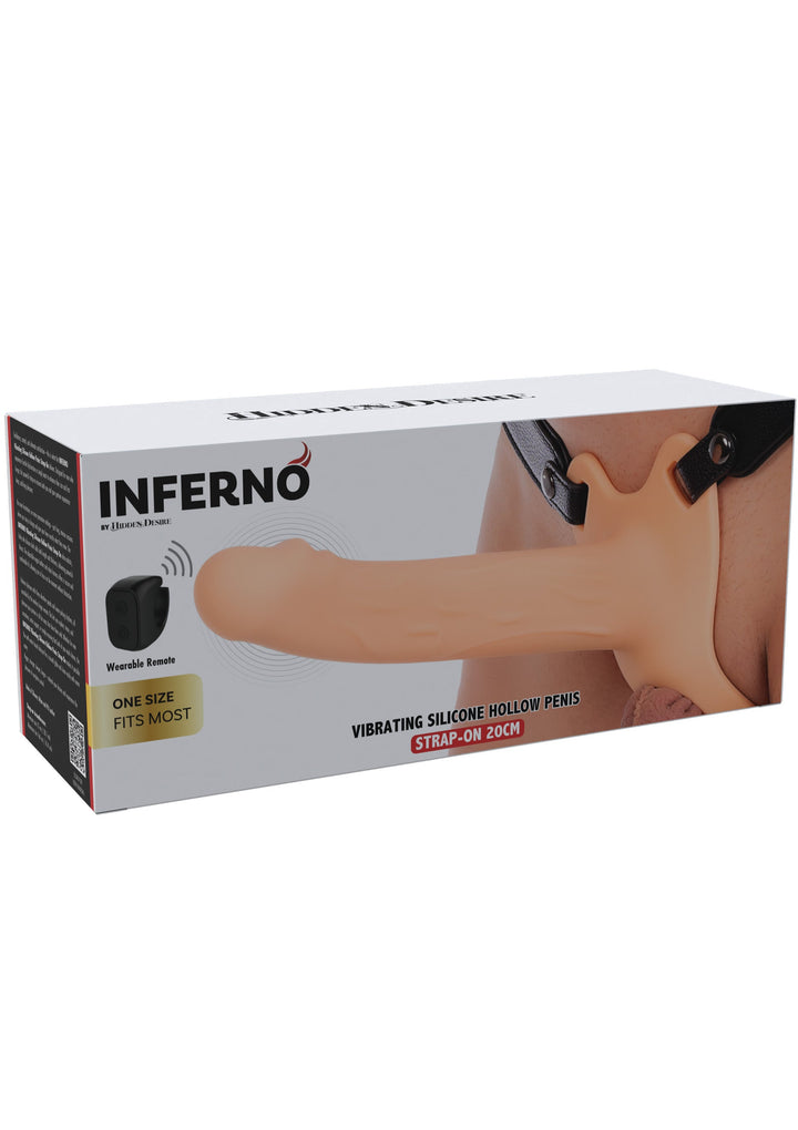 Hollow Penis Strapon Vibrating 20cm - Huidskleur - afbeelding 2