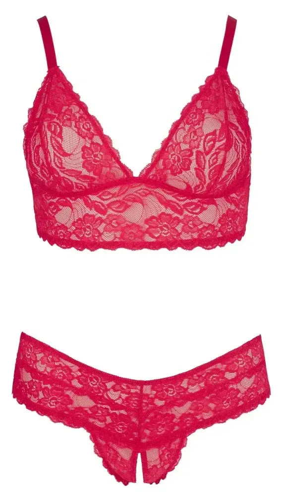 Cottelli Curves kanten set met open kruis - Rode kanten Set open kruis - Cottelli Curves | Lingerieset - Cottelli Curves | SIN&LACE