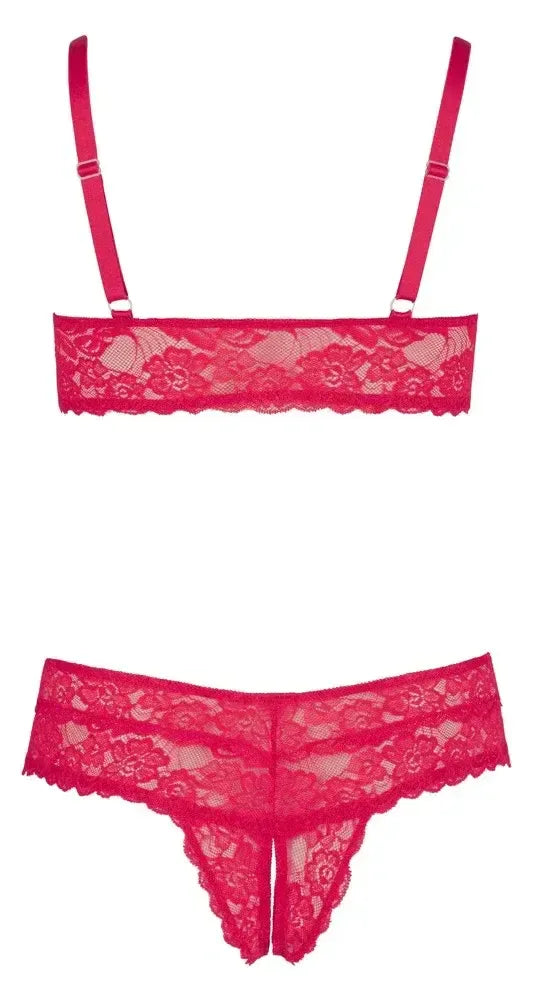 Cottelli Curves kanten set met open kruis - Rode kanten Set open kruis - Cottelli Curves | Lingerieset - Cottelli Curves | SIN&LACE