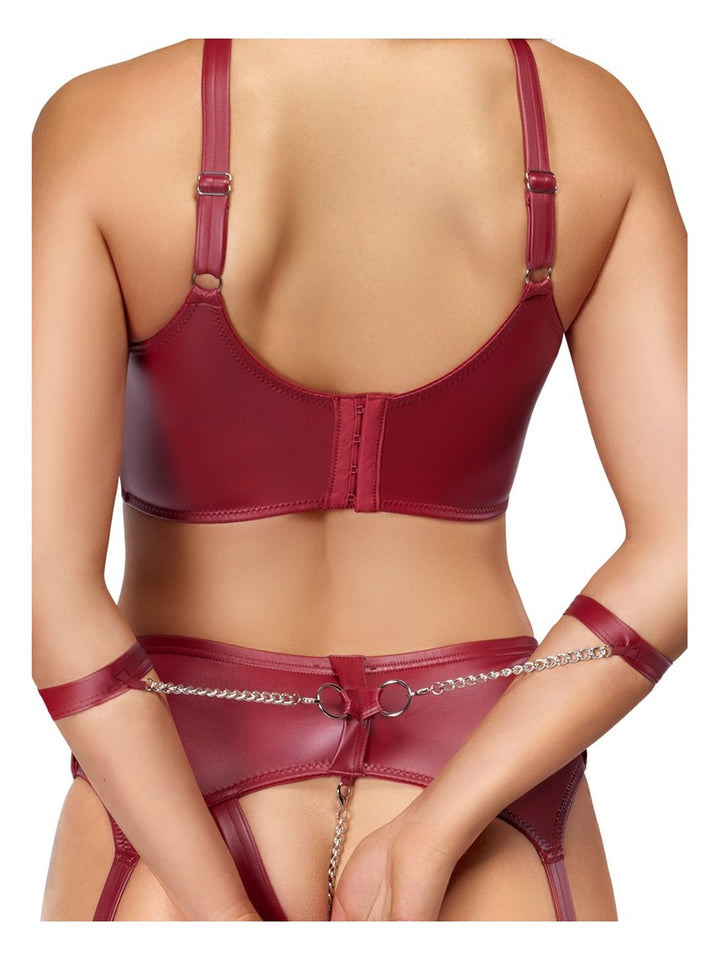 Rode Bondage bh set met boeien
