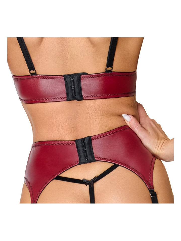 Cottelli LINGERIE Kanten BH, jarretelgordel en string
