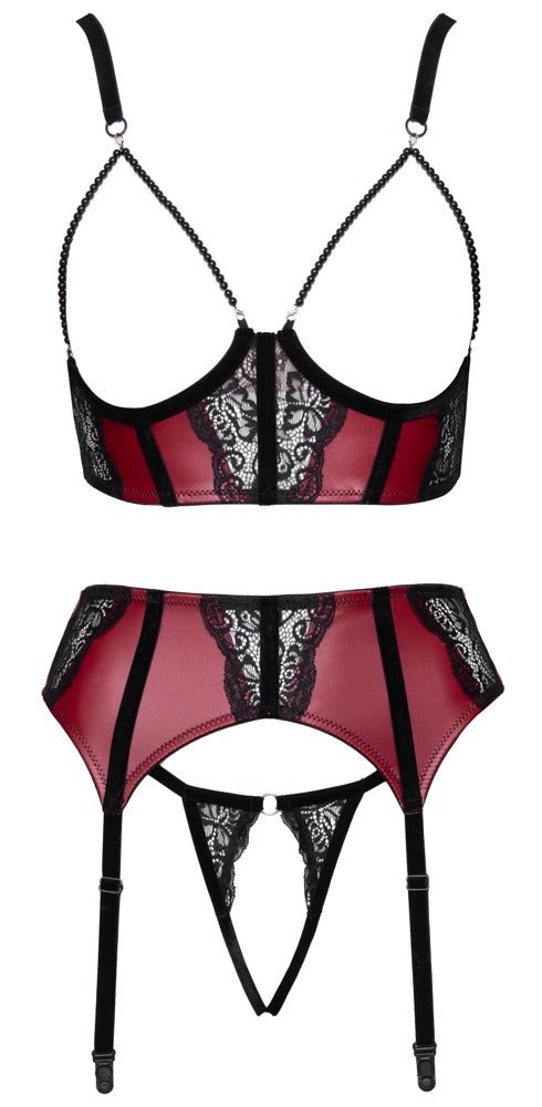 Cottelli LINGERIE Kanten BH, jarretelgordel en string productfoto 6