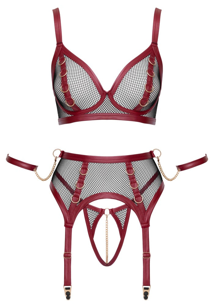 Cottelli BONDAGE jarretelset rood/zwart | SIN&LACE