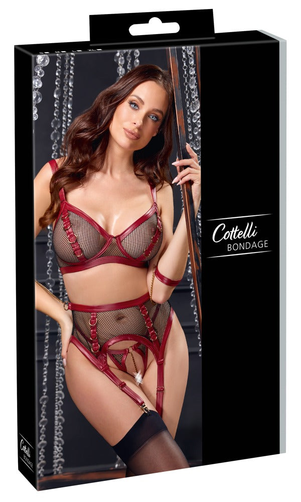 Cottelli BONDAGE jarretelset rood/zwart | SIN&LACE