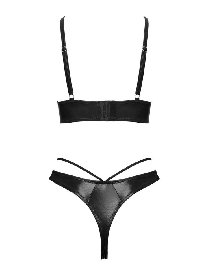 Cottelli LINGERIE Wetlook Open BH set met open kruis