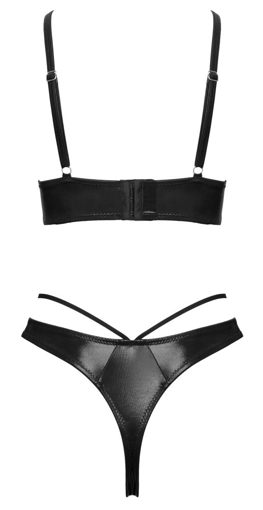 Cottelli LINGERIE Wetlook Open BH set met open kruis productfoto 5