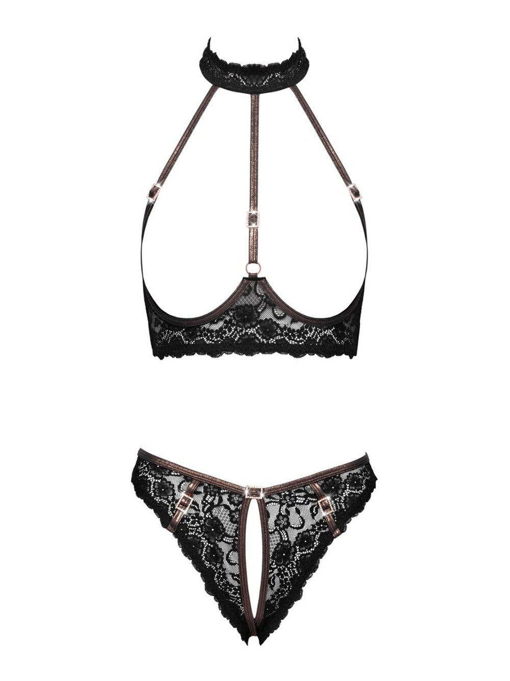 Cottelli LINGERIE Kanten Open BH set met open kruis