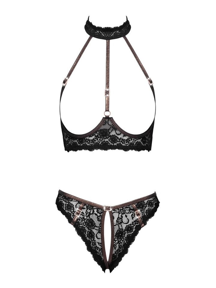 Cottelli LINGERIE Kanten Open BH set met open kruis