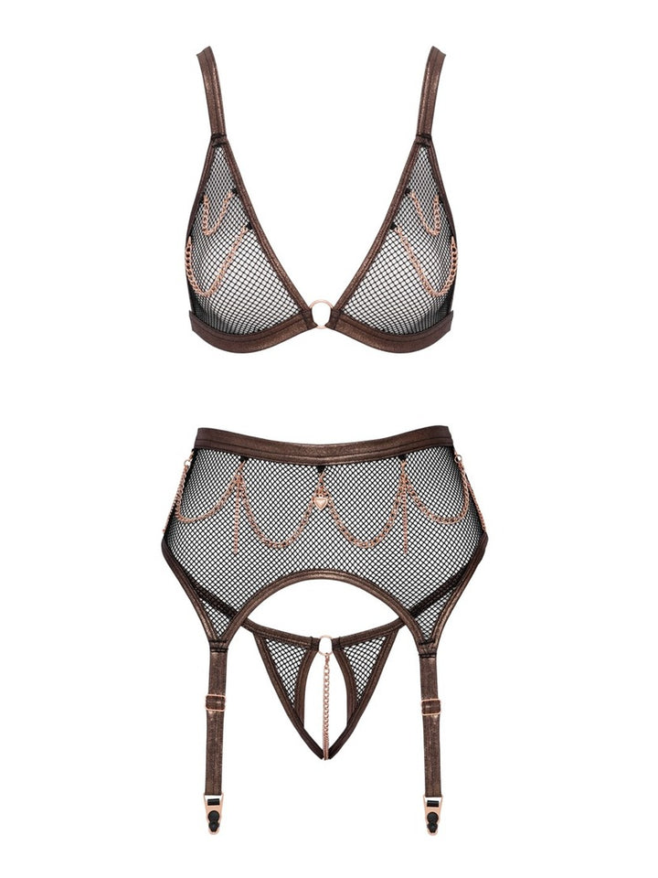 Abierta Fina BH en jarretel set van netstof