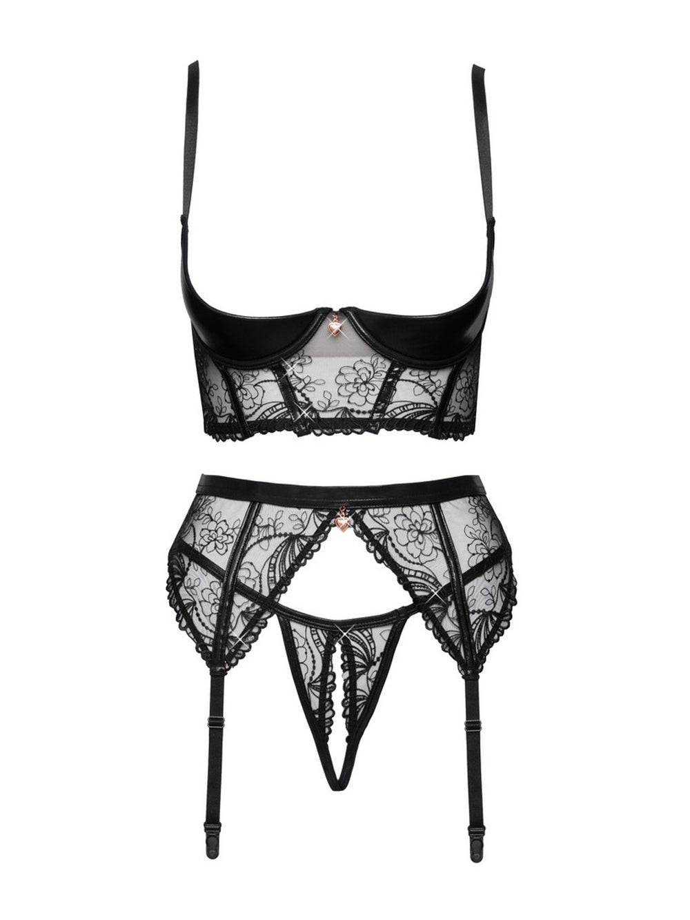 Cottelli LINGERIE Wetlook Open cup BH set
