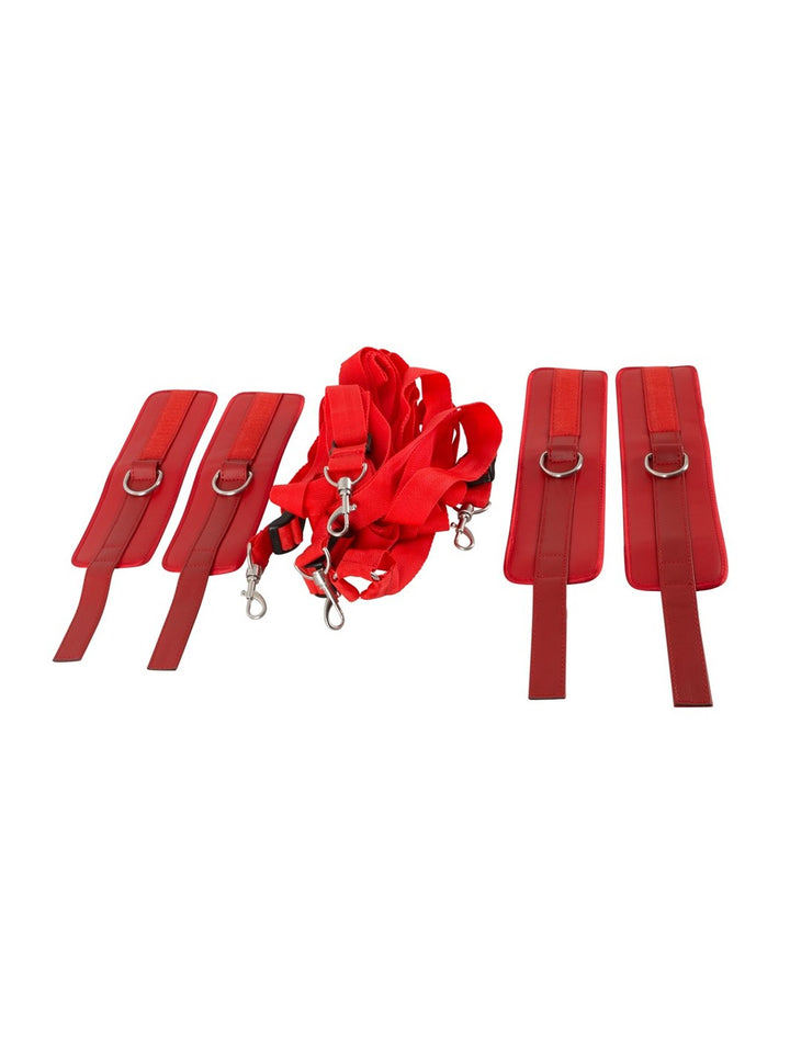 Bedboeienset kruisriem & cuff - Rood