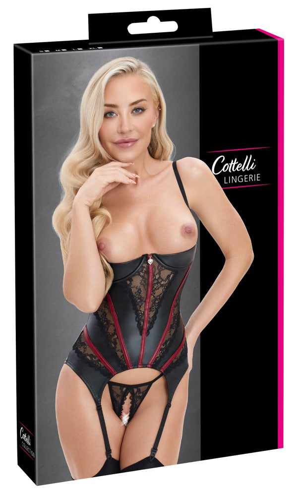 Cottelli LINGERIE Kanten Open cup jarreteltop verpakking