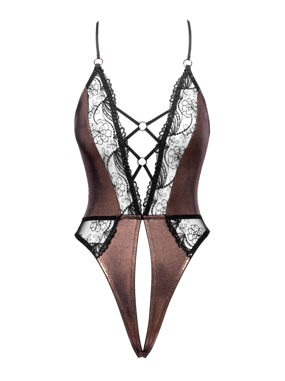 Cottelli LINGERIE Kanten Koperkleurige open kruis body
