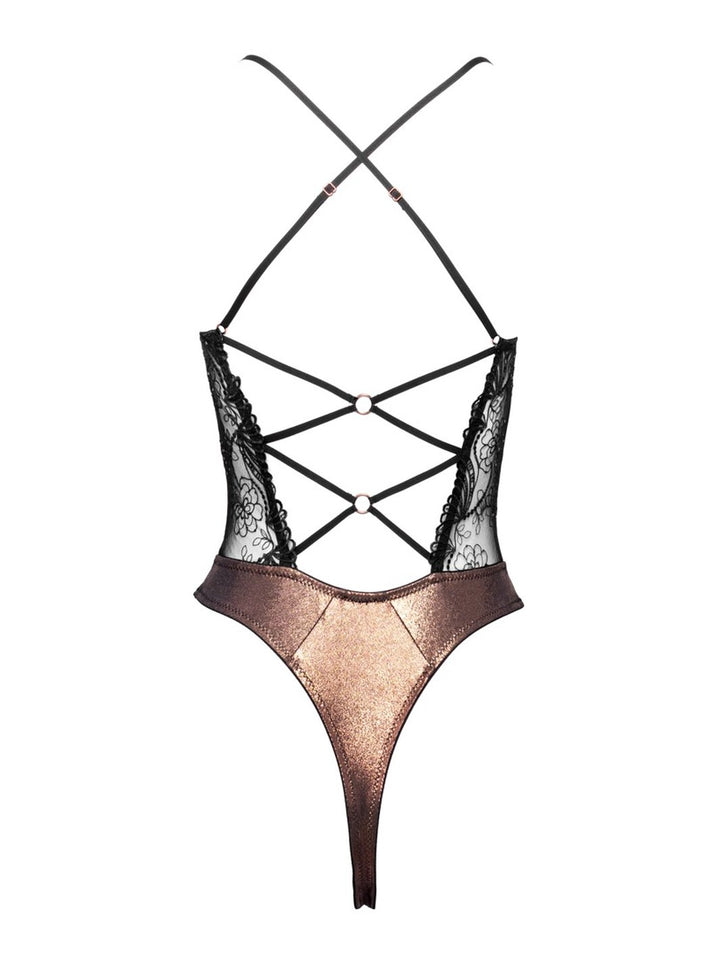 Cottelli LINGERIE Kanten Koperkleurige open kruis body