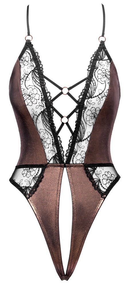 Cottelli LINGERIE Kanten Koperkleurige open kruis body productfoto 5