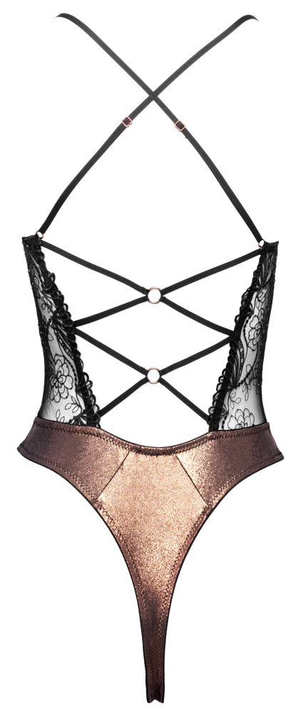 Cottelli LINGERIE Kanten Koperkleurige open kruis body productfoto 6