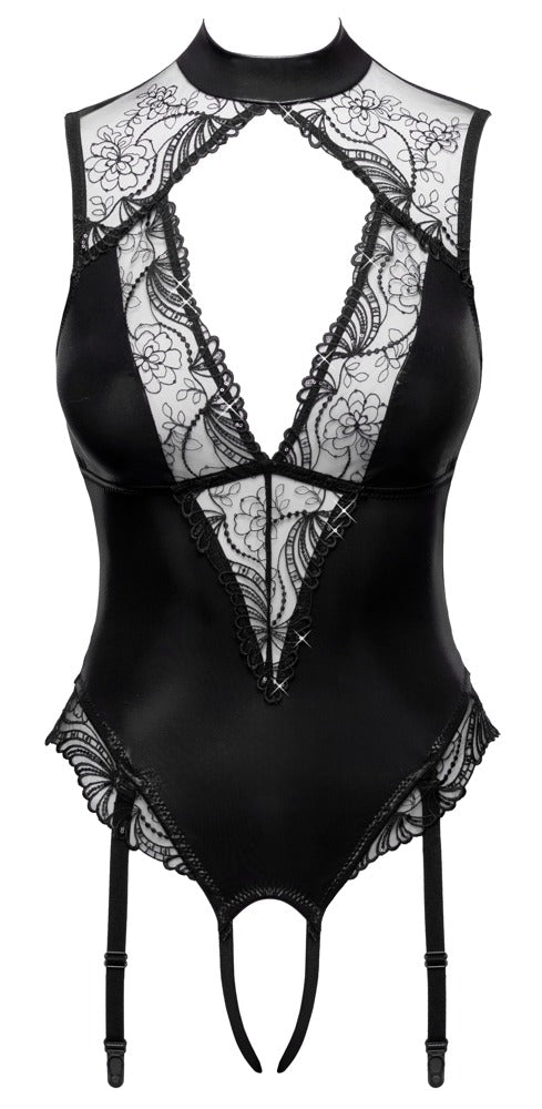Cottelli LINGERIE Wetlook Jarretel body met inzetstukken productfoto 5