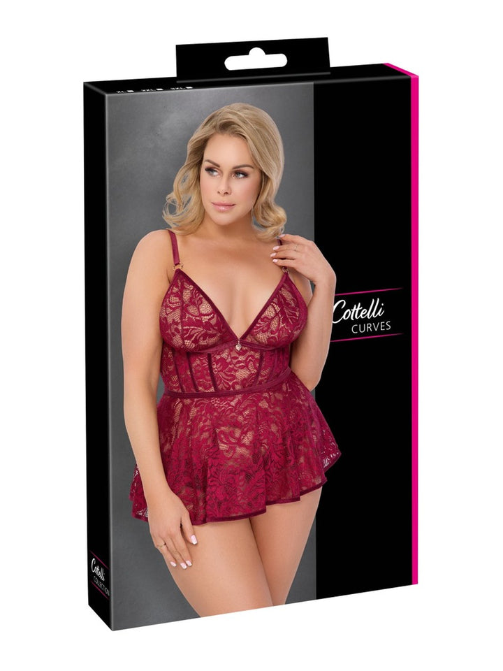 Verleidelijke babydoll Set open kruis rood