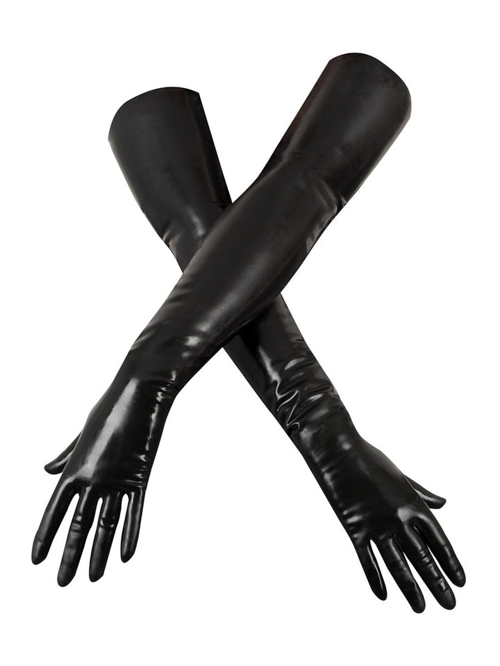 LATE X - Long Black Latex Gloves