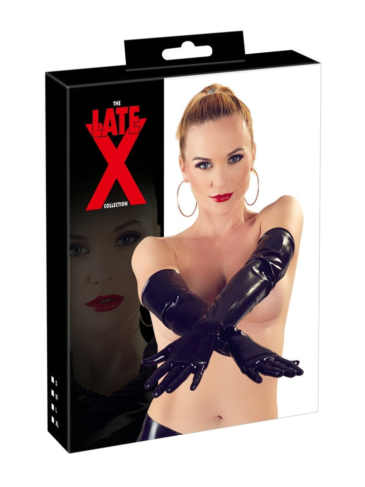 LATE X - Long Black Latex Gloves