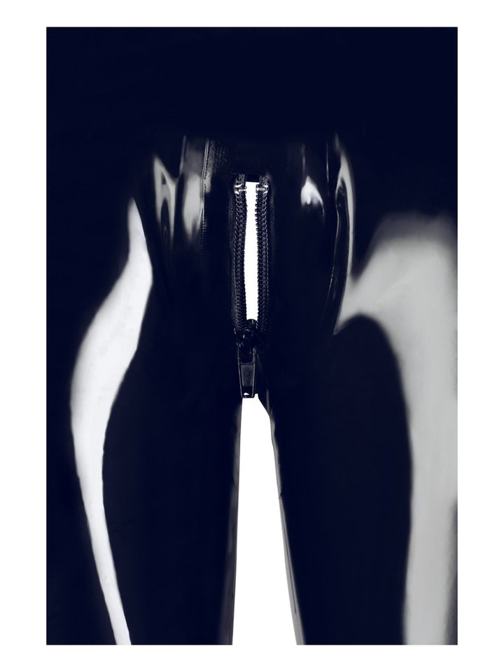 Latex Legging Zwart met Rits