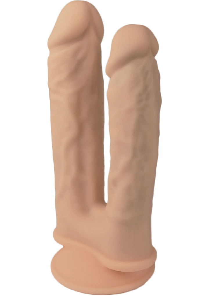 Duo Dildo Vibrating 7+8 inch - Huidskleur - afbeelding 5