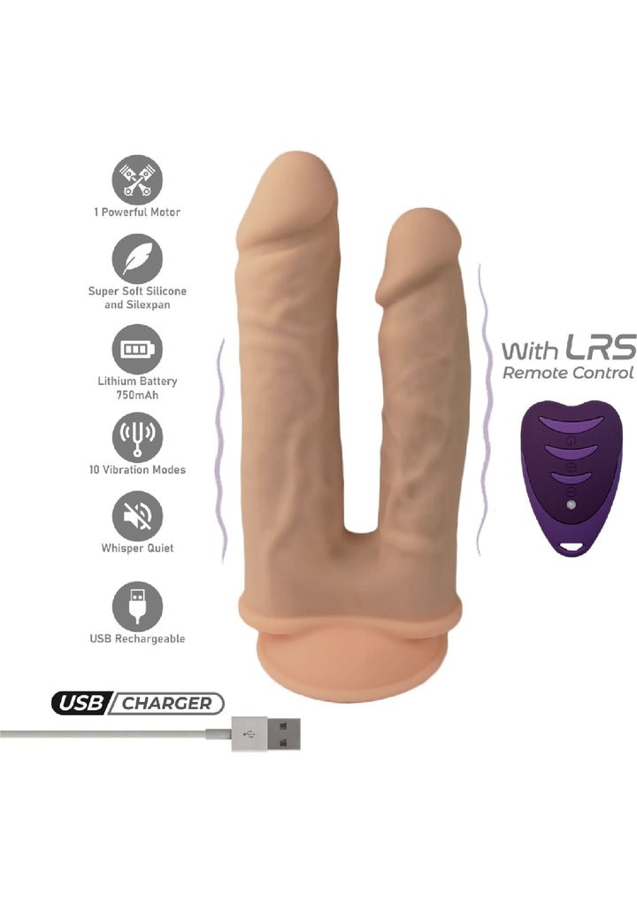 Duo Dildo Vibrating 7+8 inch - Huidskleur - afbeelding 6