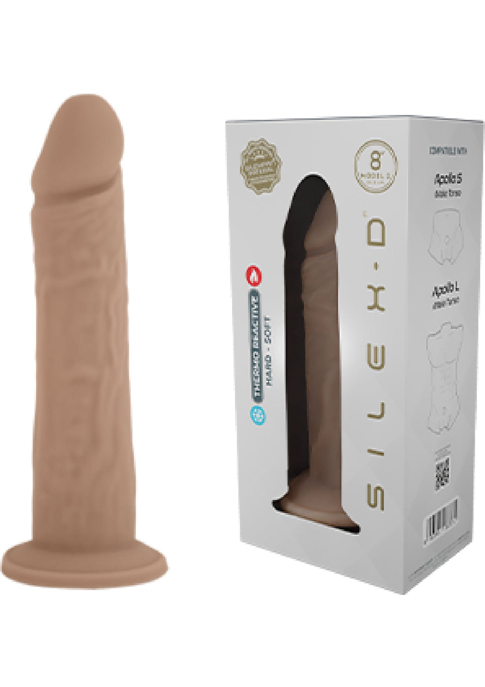 Silicone Dong Model 8 inch - Huidskleur - afbeelding 2