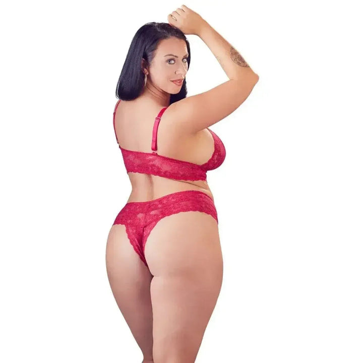 Cottelli Curves kanten set met open kruis - Rode kanten Set open kruis - Cottelli Curves | Lingerieset - Cottelli Curves | SIN&LACE