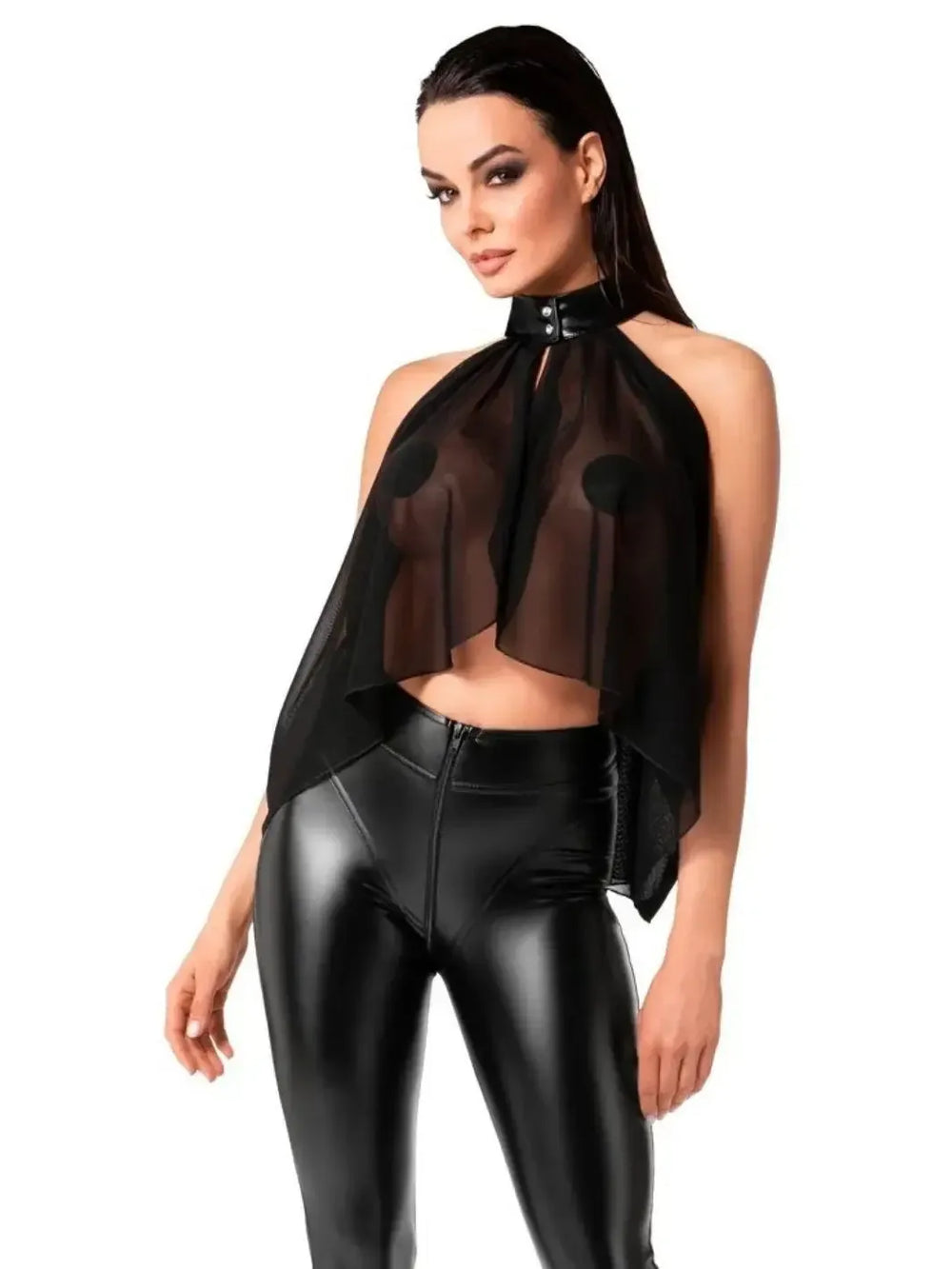 Noir Tulle Bolero met Powerwetlook Zwart | Clubwear - Noir Handmade | SIN&LACE