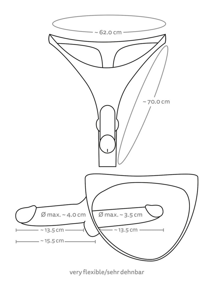 Dubbele penis string licht huidskleurig