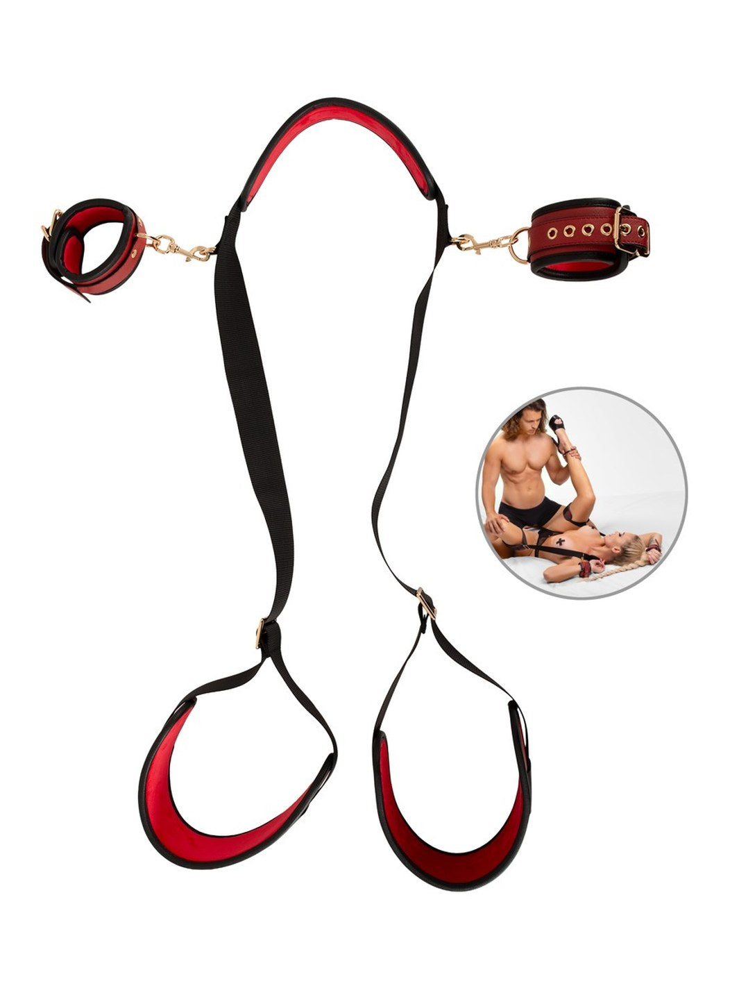 Bad Kitty nek/dij boeienset zwart/rood