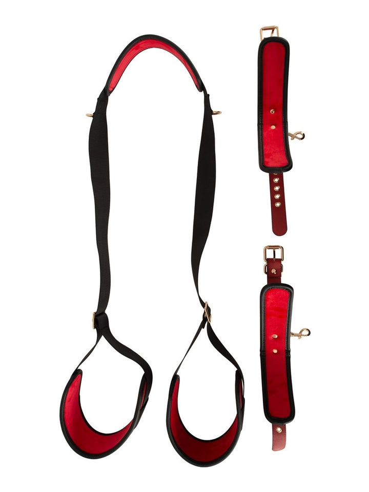 Bad Kitty nek/dij boeienset zwart/rood