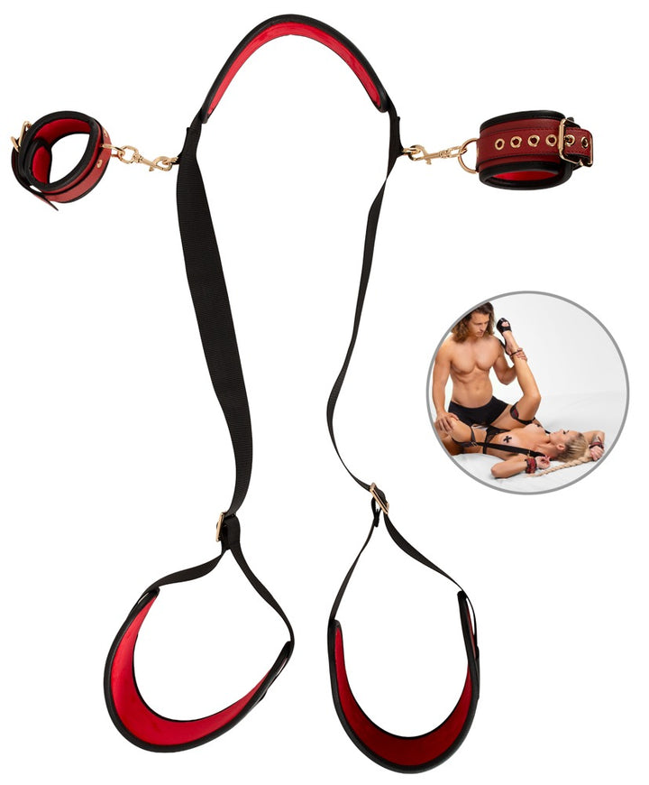 Bad Kitty nek/dij boeienset zwart/rood | SIN&LACE