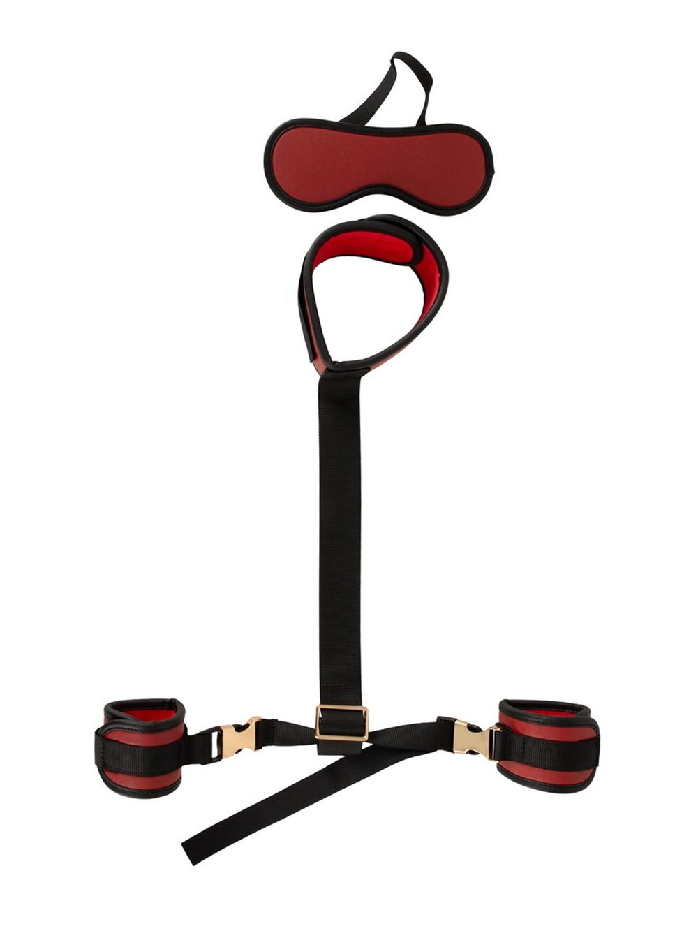 Bad Kitty nek-tot-pols bondage set zwart/rood