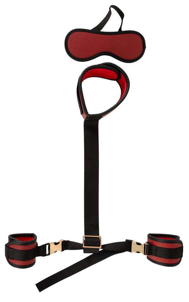 Bad Kitty nek-tot-pols bondage set zwart/rood | SIN&LACE