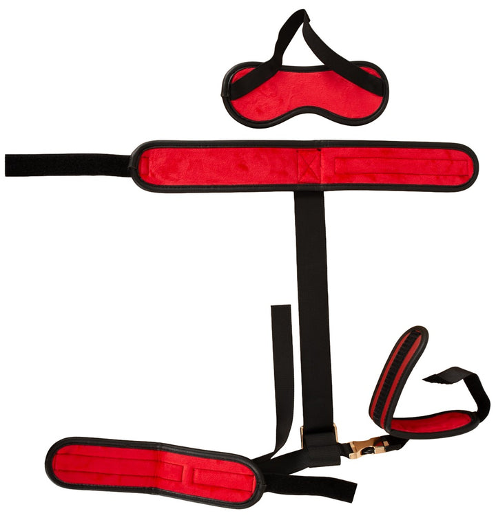 Bad Kitty nek-tot-pols bondage set zwart/rood | SIN&LACE