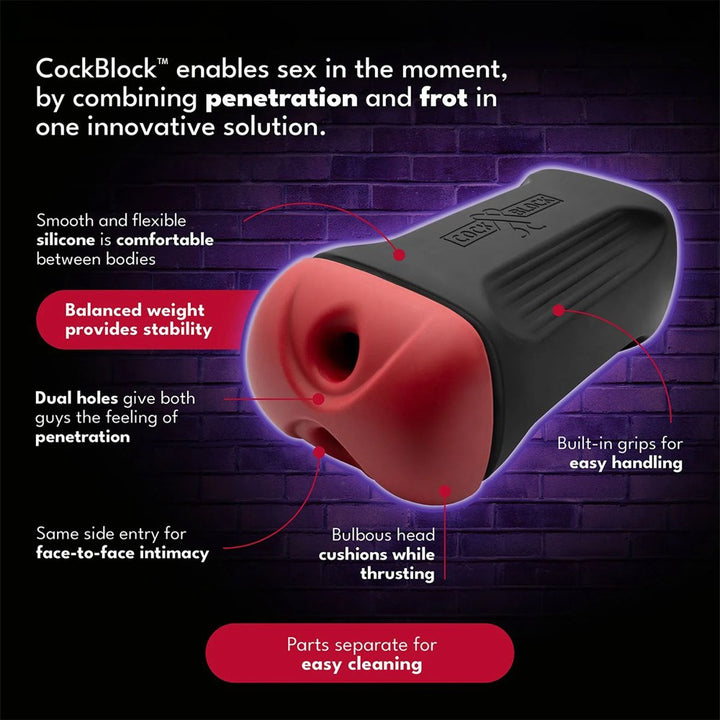 CockBlock FROT stimulator zwart/rood | SIN&LACE