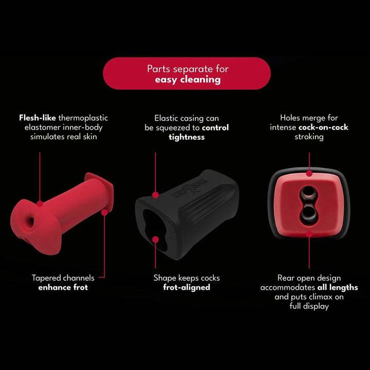 CockBlock FROT stimulator zwart/rood | SIN&LACE