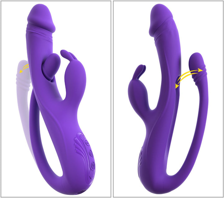 Sweet Smile rabbit vibrator met G-spot/anaal stimulator paars | SIN&LACE