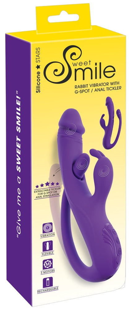 Sweet Smile rabbit vibrator met G-spot/anaal stimulator paars | SIN&LACE