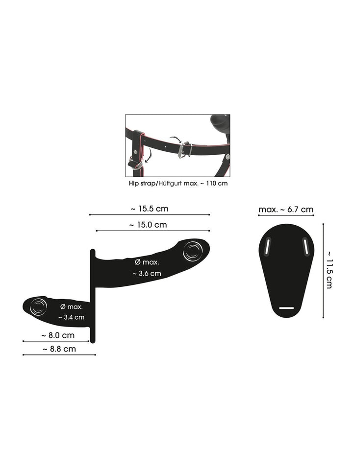 You2Toys afstandsbediende vibrerende dubbele strap-on zwart