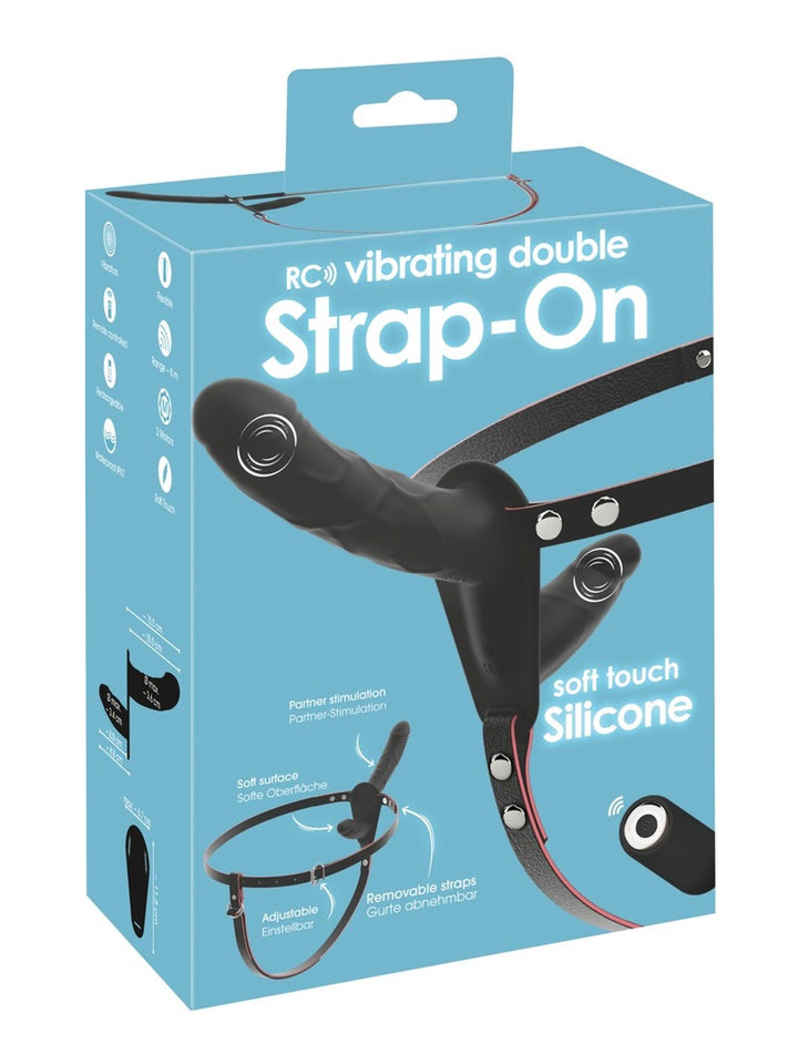 You2Toys afstandsbediende vibrerende dubbele strap-on zwart
