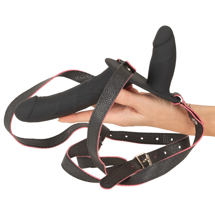 You2Toys afstandsbediende vibrerende dubbele strap-on zwart | SIN&LACE