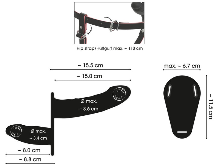 You2Toys afstandsbediende vibrerende dubbele strap-on zwart | SIN&LACE