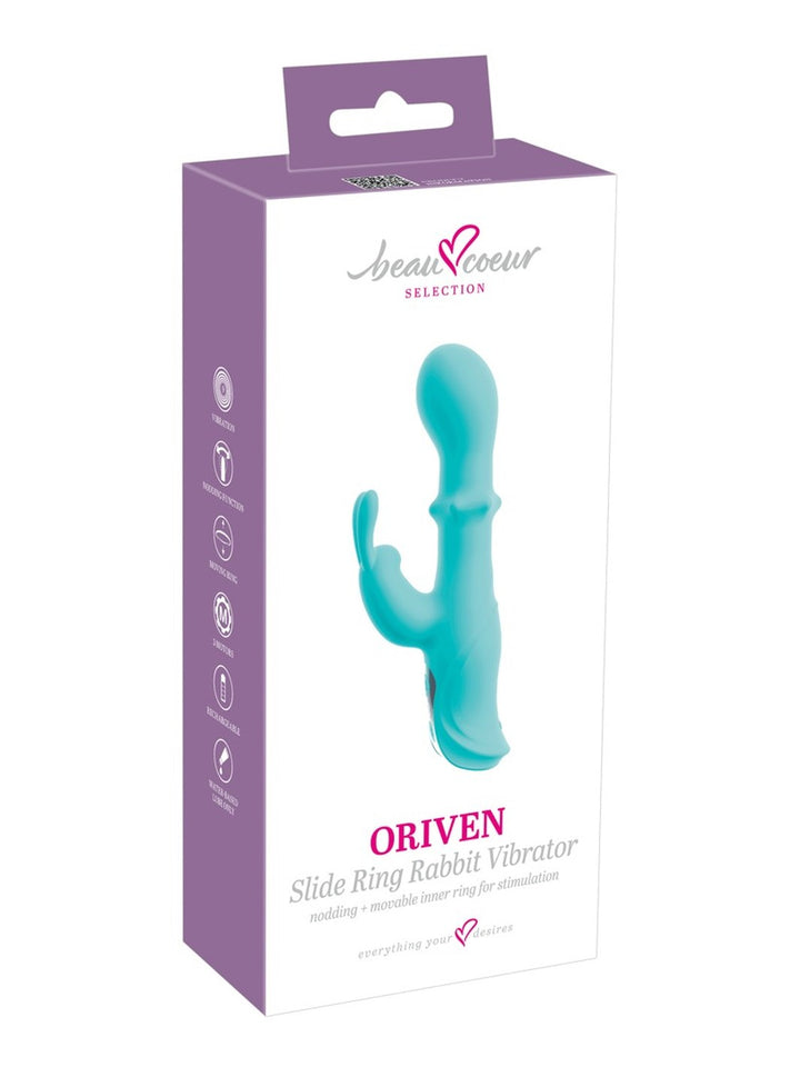 beau coeur ORIVEN schuifring rabbit vibrator turquoise