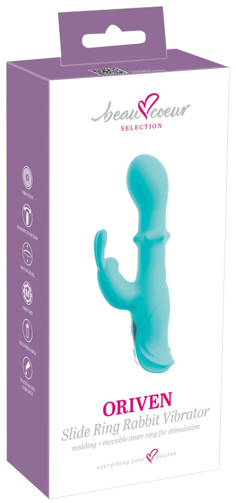 beau coeur ORIVEN schuifring rabbit vibrator turquoise | SIN&LACE